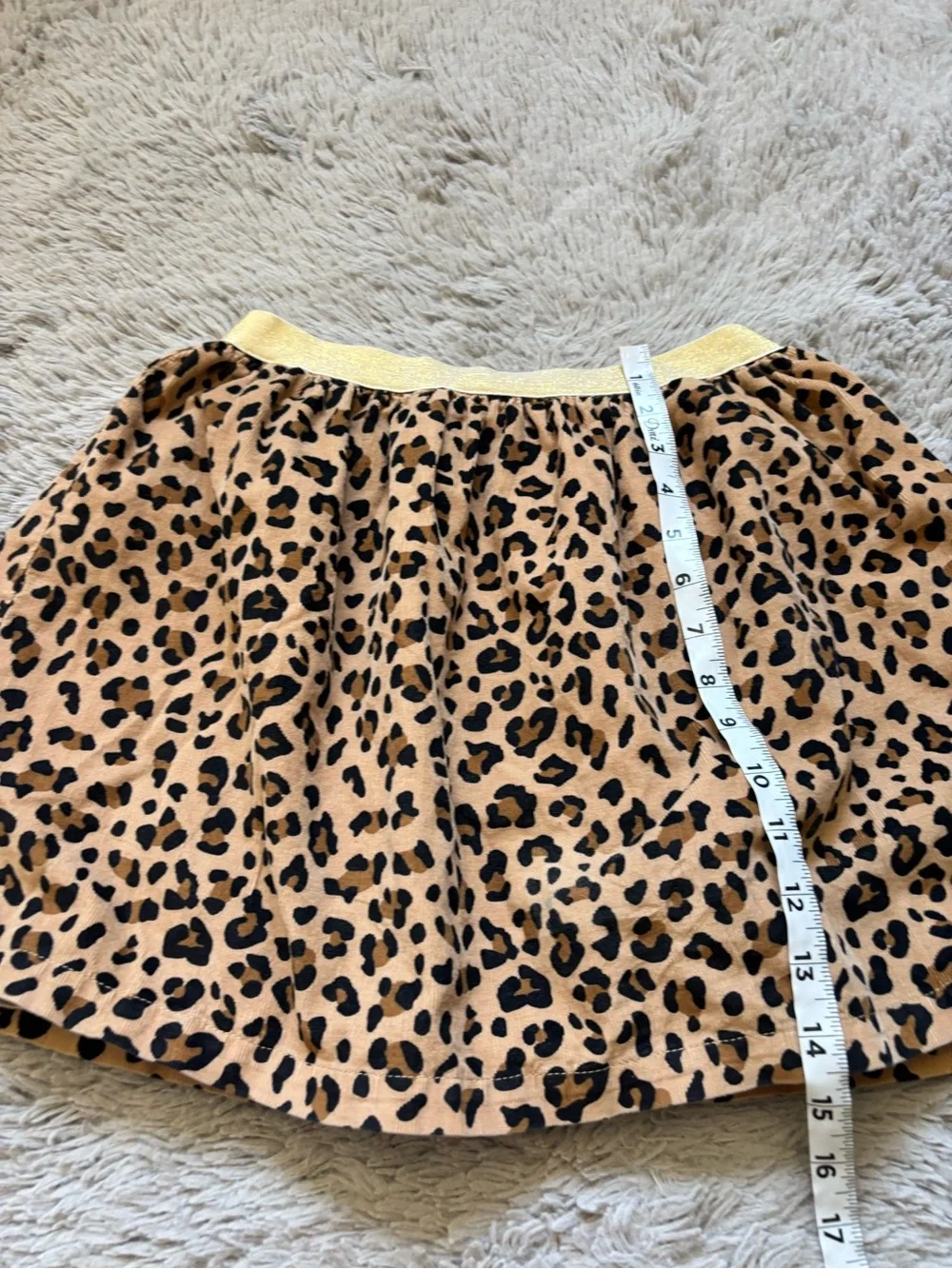 Carter's Girls Leopard Print Skater Skirt with Yellow gold Waistband size 10/12